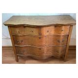 Antique Oak Serpentine Front 4 Drawer Dresser