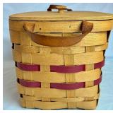 Peterboro Basket Company Large Picnic Basket with Lid and Leather Handles