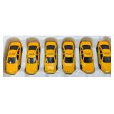 New Old Stock Case Of City Yellow Cab Die Metal And Plastic Cast Taxis With Pull Back And Go Action