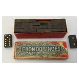 Vintage Laurel & Hardy Flying Checkers Tin Magnetic Checkers Set In Original Box & Ebon Dominoes In Original Box