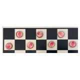 Vintage Laurel & Hardy Flying Checkers Tin Magnetic Checkers Set In Original Box & Ebon Dominoes In Original Box