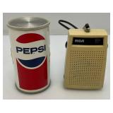 Vintage Collectible PEPSI Pop Can Transistor Radio And RCA Transistor Radio