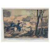 Very Old George C. Demp Embossed Signature Framed Behind Glass E. B. & E. C. Kellogg , Hartford Conn. BATTLE OF PEA RIDGE