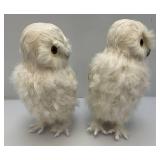Two Feathered Plastic Snow Owls 14" Tall