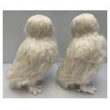 Two Feathered Plastic Snow Owls 14" Tall