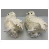 Two Feathered Plastic Snow Owls 14" Tall
