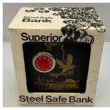 Vintage Superior Steel Safe Bank In Original Box (New Old Stock)