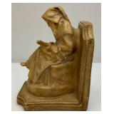 Very Old Chalkware Pieces Including Monk Bookend And More