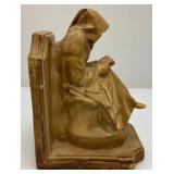 Very Old Chalkware Pieces Including Monk Bookend And More