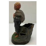 Very Old Chalkware Pieces Including Monk Bookend And More