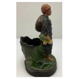 Very Old Chalkware Pieces Including Monk Bookend And More