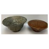 Two Large Decorative Pottery Bowls 5" x 12" & 7" x 12"