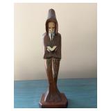 Mexican Folk Art Wooden Monk Statue Reading a Book - Hecho en Mexico
