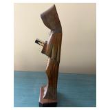 Mexican Folk Art Wooden Monk Statue Reading a Book - Hecho en Mexico