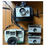 Polaroid Square Shooter 2 Land Camera - Wollensak 60mm Lens, Kodak Instamatic 154 (Lot of 4)
