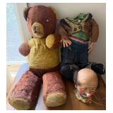 Vintage Plush Teddy Bear - Rag Doll with Clown Head