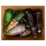 Assorted Beverage Bottles & Cans - Coca-Cola, Mountain Dew, Bud Light, Labatt Blue, Sprite