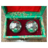 Baoding Balls - Twin Chinese Exercise Spheres in Turquoise Gift Box