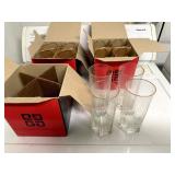 Tall Glass Tumblers - Clear Glass with Gold Rim (Lot of 12)