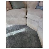 Sectional Sofa - 103-Inch Long Beige Damask Upholstery