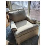 Armchair & Ottoman Set - Beige Upholstery, 33 x 33 x 30 in