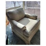 Armchair & Ottoman Set - Beige Upholstery, 33 x 33 x 30 in