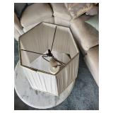 Table Lamp - White Ceramic with Floral Carved Column, 36in Tall