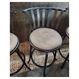 Bar Stools Cushioned Seats - Black Metal Frame (Lot of 3)