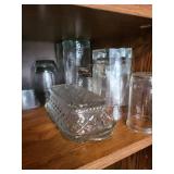 Vintage Glassware Set - Colored Stem Glasses, Floral Canisters, Teapot & Crock Pot