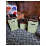 Vintage Glassware Set - Colored Stem Glasses, Floral Canisters, Teapot & Crock Pot