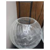 Pair of Clear Glass Sphere Vases with Frosted Interior (Lot of 2)
