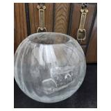 Pair of Clear Glass Sphere Vases with Frosted Interior (Lot of 2)