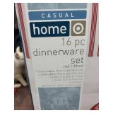 Casual Home Red Ribbed Dinnerware 4 Dinner, 6 Salad, 2 Bowls, 2 Mugs