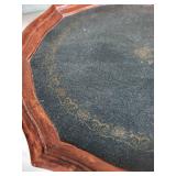 Vintage Wooden Pedestal Side Table with Leather-Inset Octagonal Top