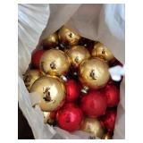 Christmas Ornament Bundle - Gold & Red Balls, Santa Figurine, Dog Figurine, Candlestick