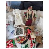 Christmas Ornament Bundle - Gold & Red Balls, Santa Figurine, Dog Figurine, Candlestick