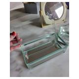 Round Vanity Mirror with Hexagonal & Rectangular Glass Boxes - 3-Piece Set