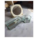 Round Vanity Mirror with Hexagonal & Rectangular Glass Boxes - 3-Piece Set