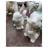 Vintage Porcelain Figurines & Honolulu Cookie Tin - Christmas 1985 Ornament & Rabbits