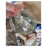 Bubble Glass Vase & 2 Vintage Rag Dolls with Lace Bonnets - Vintage Decor