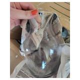 Bubble Glass Vase & 2 Vintage Rag Dolls with Lace Bonnets - Vintage Decor