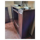 Dark Cherry Wood Entertainment Center Cabinet with Glass Display Door - 60 x 19 x 52