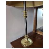Vintage Brass Table Lamps - Palm-Tree Bird Base with Beige Shade (Lot of 2)
