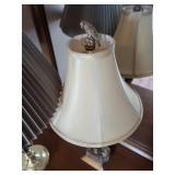 Vintage Brass Table Lamps - Palm-Tree Bird Base with Beige Shade (Lot of 2)