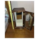 Oak Display Cabinet with Glass Door & Mirrored Back - Small Jewelry/ Trinket Case
