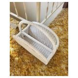 White Wicker Chair & Matching Storage Basket