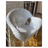 White Wicker Chair & Matching Storage Basket