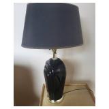 Table Lamp - Black Ceramic Vase-Base with Black Fabric Shade