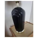 Table Lamp - Black Ceramic Vase-Base with Black Fabric Shade