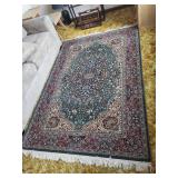 Persian-Style Area Rug 90x60 in (7.5x5 ft) - Teal Medallion Center, Burgundy Border